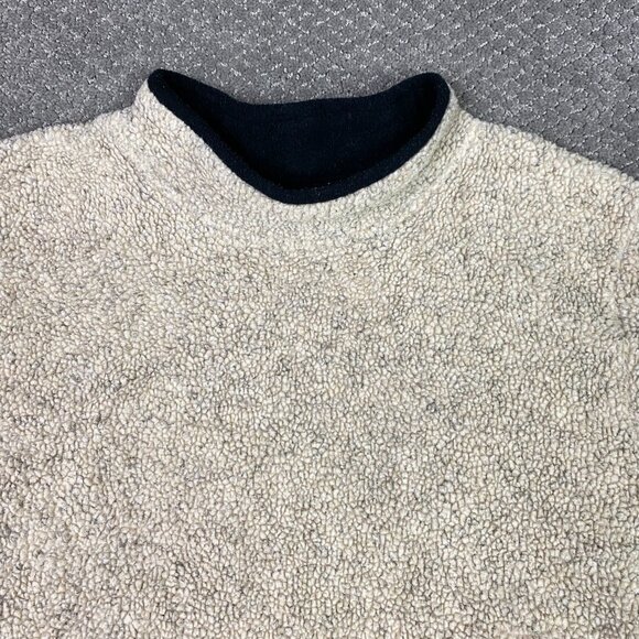 LL Bean Pullover Sweater Women's Large Oatmeal Fleece Sherpa Mock Neck - Picture 2 of 8